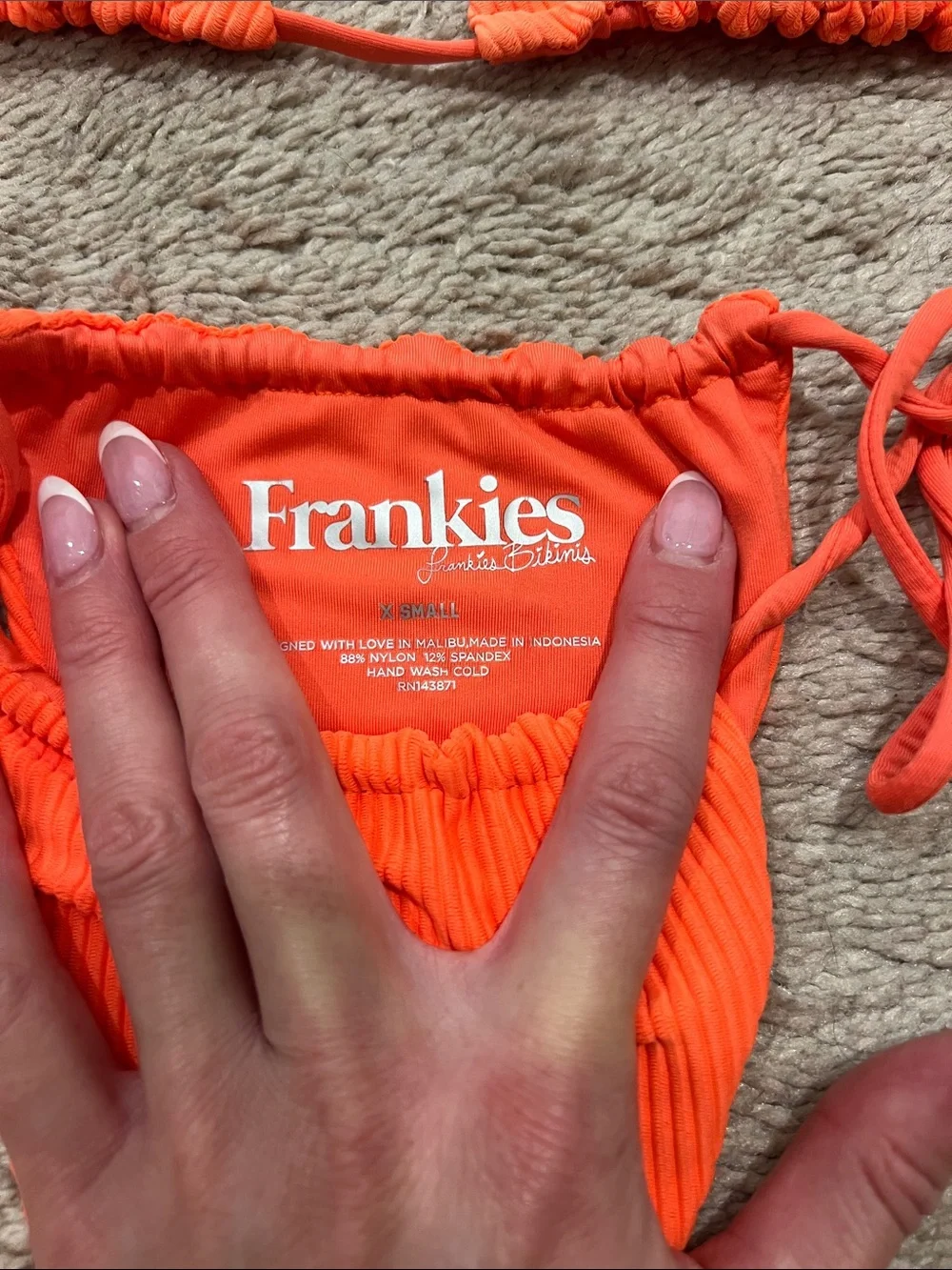 Frankie’s bikinis Orange Ribbed String Bikini Set